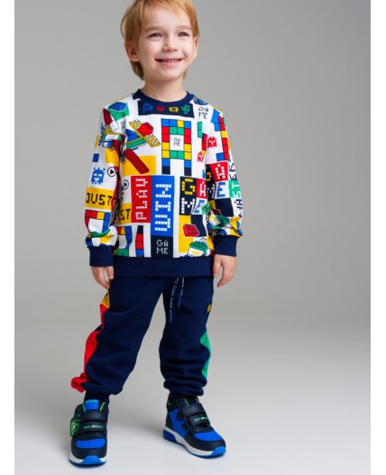 Брюки трикотажные для мальчиков тёмно-синий,разноцветный