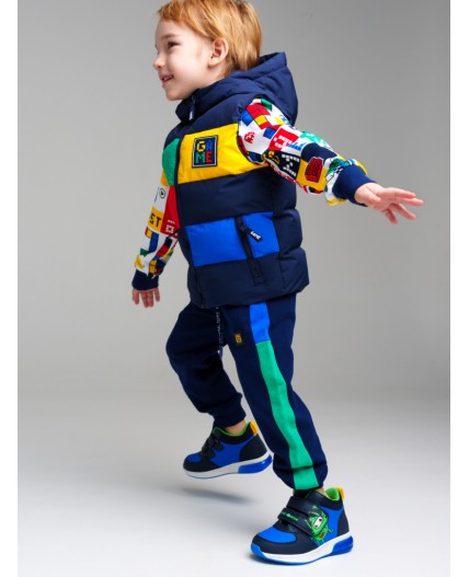 Брюки трикотажные для мальчиков тёмно-синий,разноцветный