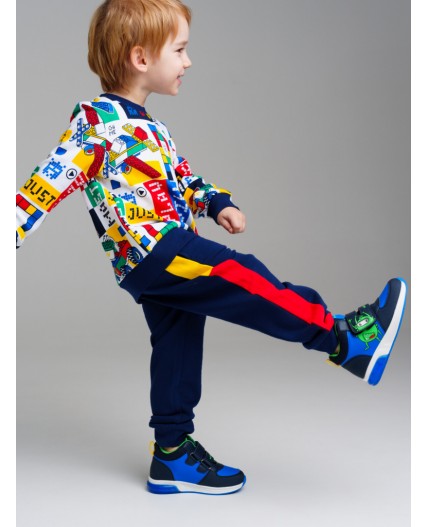 Брюки трикотажные для мальчиков тёмно-синий,разноцветный