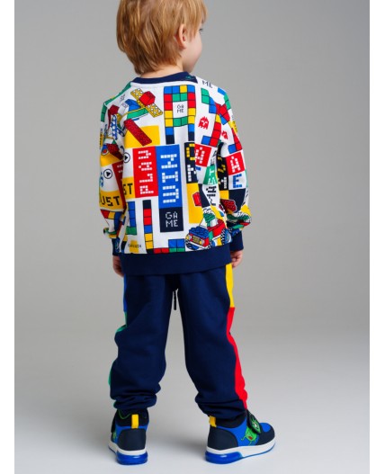 Брюки трикотажные для мальчиков тёмно-синий,разноцветный
