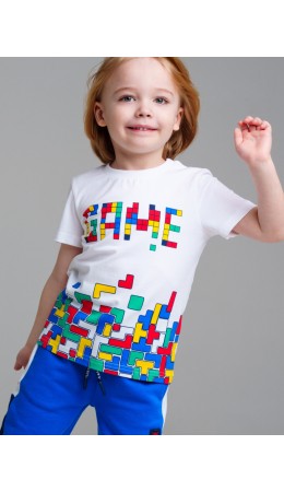 Фуфайка трикотажная для мальчиков (футболка) белый,разноцветный