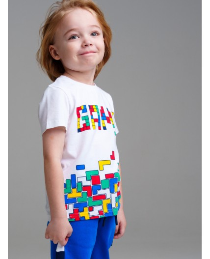 Фуфайка трикотажная для мальчиков (футболка) белый,разноцветный