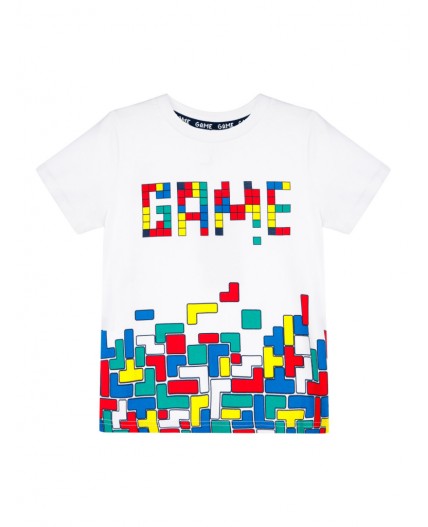 Фуфайка трикотажная для мальчиков (футболка) белый,разноцветный