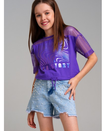 Фуфайка трикотажная для девочек (футболка) сиреневый