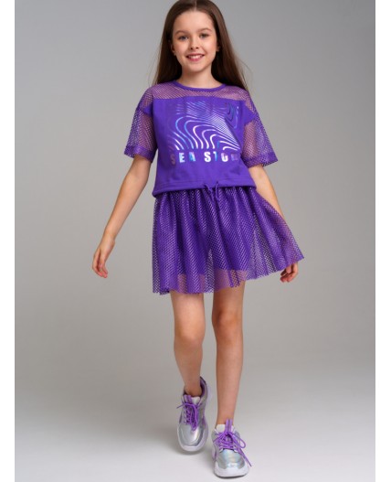 Фуфайка трикотажная для девочек (футболка) сиреневый