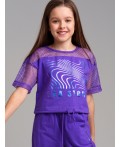 Фуфайка трикотажная для девочек (футболка) сиреневый