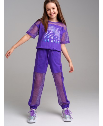 Фуфайка трикотажная для девочек (футболка) сиреневый