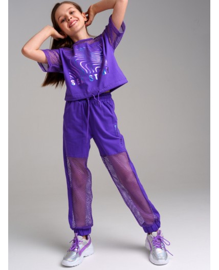 Брюки трикотажные для девочек сиреневый