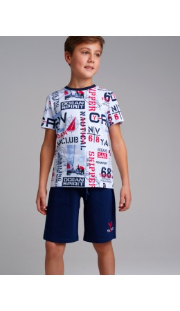 Фуфайка трикотажная для мальчиков (футболка) разноцветный