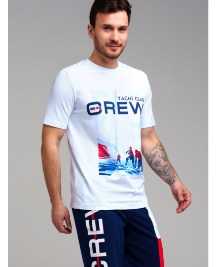 Фуфайка трикотажная для мужчин (футболка) белый,разноцветный