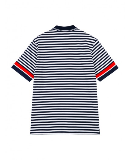 Сорочка трикотажная с воротником поло для мужчин тёмно-синий,белый,красный