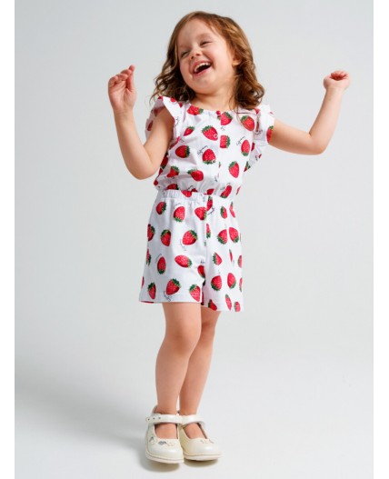 Комбинезон детский трикотажный для девочек белый,разноцветный