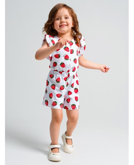 Комбинезон детский трикотажный для девочек белый,разноцветный