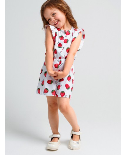 Комбинезон детский трикотажный для девочек белый,разноцветный