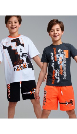 Шорты трикотажные для мальчиков, 2 шт в комплекте черный,оранжевый