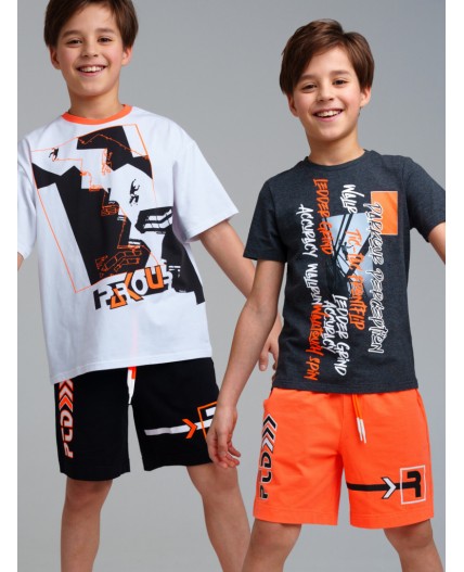 Шорты трикотажные для мальчиков, 2 шт в комплекте черный,оранжевый
