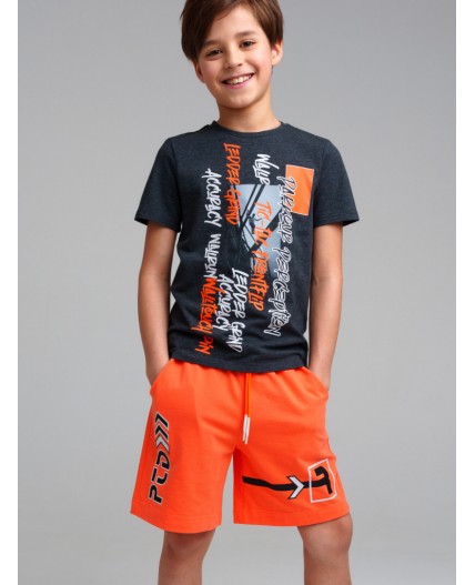 Шорты трикотажные для мальчиков, 2 шт в комплекте черный,оранжевый