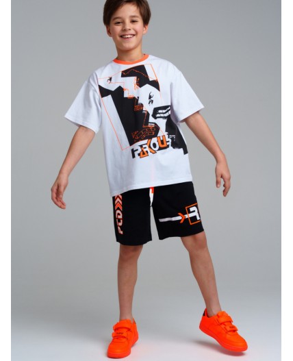 Шорты трикотажные для мальчиков, 2 шт в комплекте черный,оранжевый