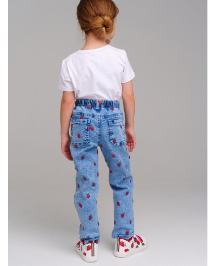 Брюки текстильные джинсовые для девочек (джегинсы) синий