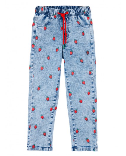 Брюки текстильные джинсовые для девочек (джегинсы) синий