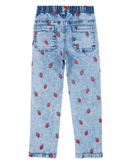 Брюки текстильные джинсовые для девочек (джегинсы) синий