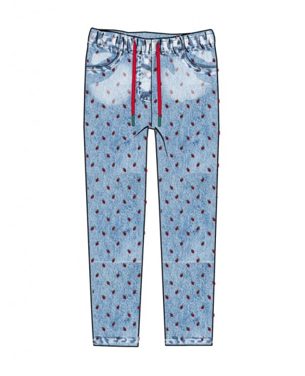 Брюки текстильные джинсовые для девочек (джегинсы) синий