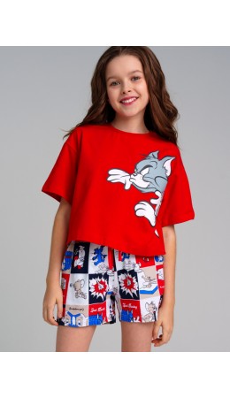 Фуфайка трикотажная для девочек (футболка) красный