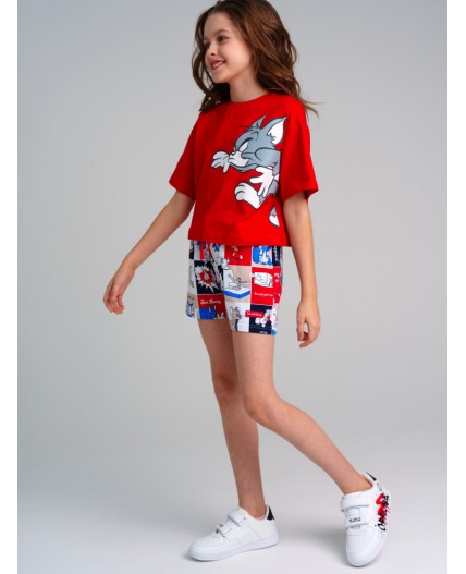 Фуфайка трикотажная для девочек (футболка) красный