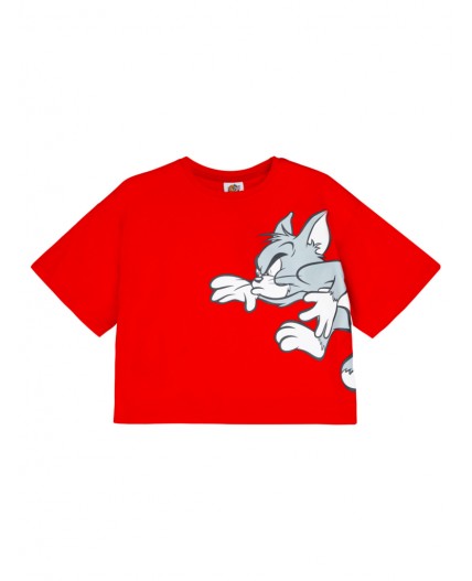 Фуфайка трикотажная для девочек (футболка) красный