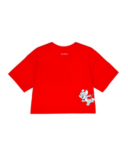 Фуфайка трикотажная для девочек (футболка) красный