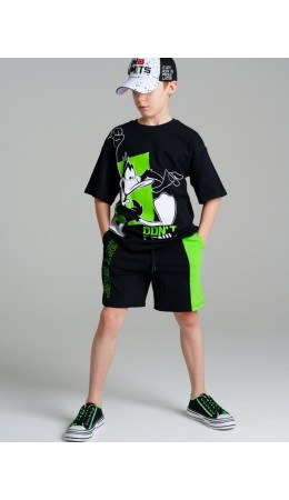 Шорты трикотажные для мальчиков черный,зеленый