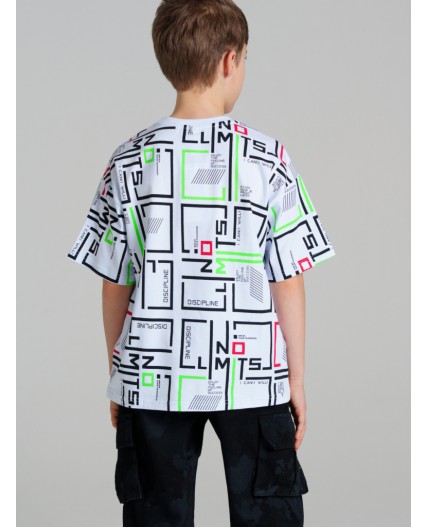 Фуфайка трикотажная для мальчиков (футболка) белый,черный