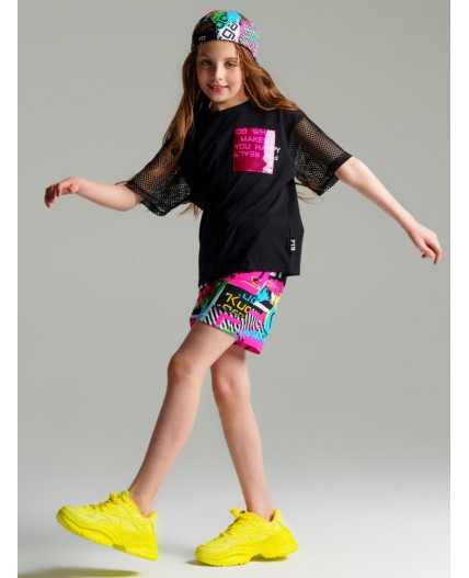 Фуфайка трикотажная для девочек (футболка) черный