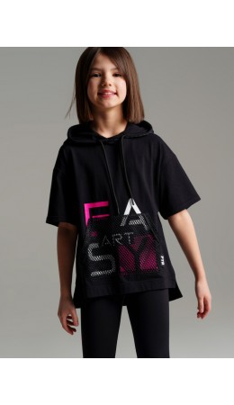 Фуфайка трикотажная для девочек (футболка) черный