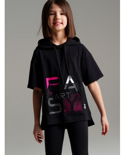 Фуфайка трикотажная для девочек (футболка) черный