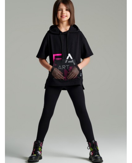 Фуфайка трикотажная для девочек (футболка) черный