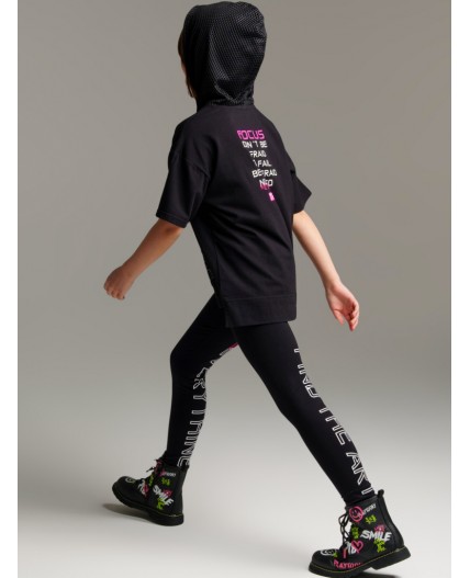 Фуфайка трикотажная для девочек (футболка) черный