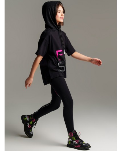 Фуфайка трикотажная для девочек (футболка) черный