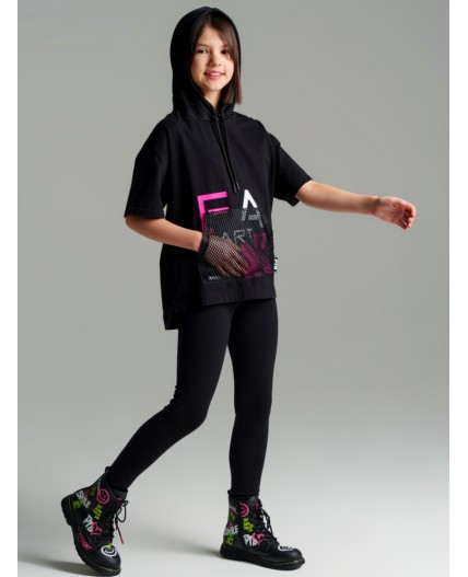 Фуфайка трикотажная для девочек (футболка) черный