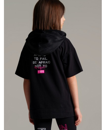 Фуфайка трикотажная для девочек (футболка) черный