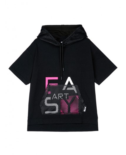 Фуфайка трикотажная для девочек (футболка) черный