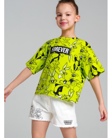 Шорты текстильные джинсовые для девочек белый