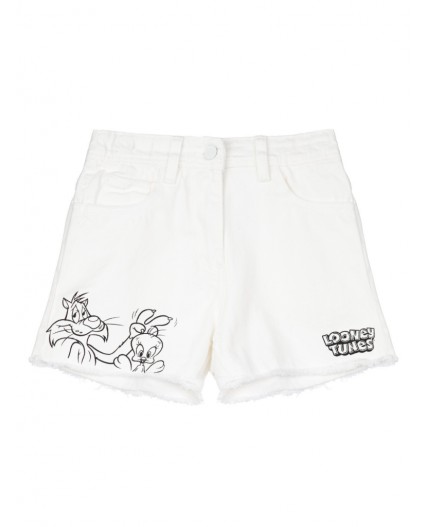 Шорты текстильные джинсовые для девочек белый