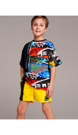 Фуфайка трикотажная для мальчиков (футболка) разноцветный,черный