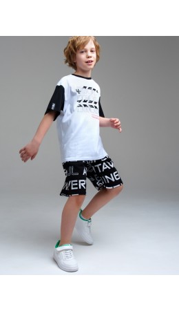 Шорты трикотажные для мальчиков черный,белый