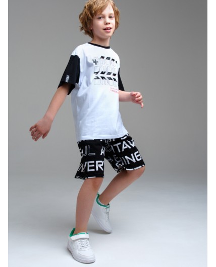 Шорты трикотажные для мальчиков черный,белый