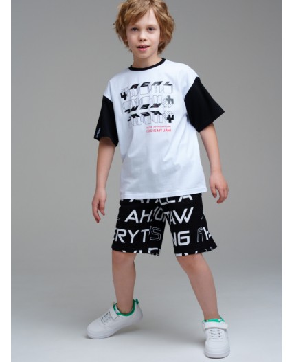 Шорты трикотажные для мальчиков черный,белый
