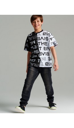 Фуфайка трикотажная для мальчиков (футболка) белый,черный