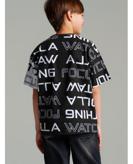 Фуфайка трикотажная для мальчиков (футболка) белый,черный