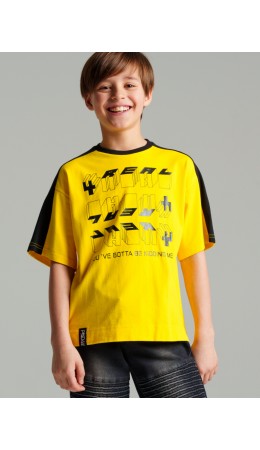 Фуфайка трикотажная для мальчиков (футболка) жёлтый,черный